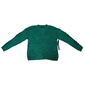 Olivia Sky  XL Elegant Forrest Green‎ Pullover Floral Sweater Womens Knit